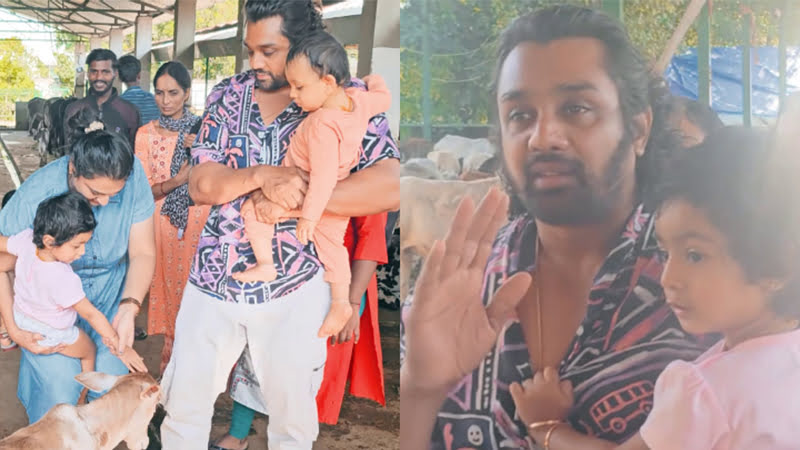 Dhruva Sarja visits gaushala with family