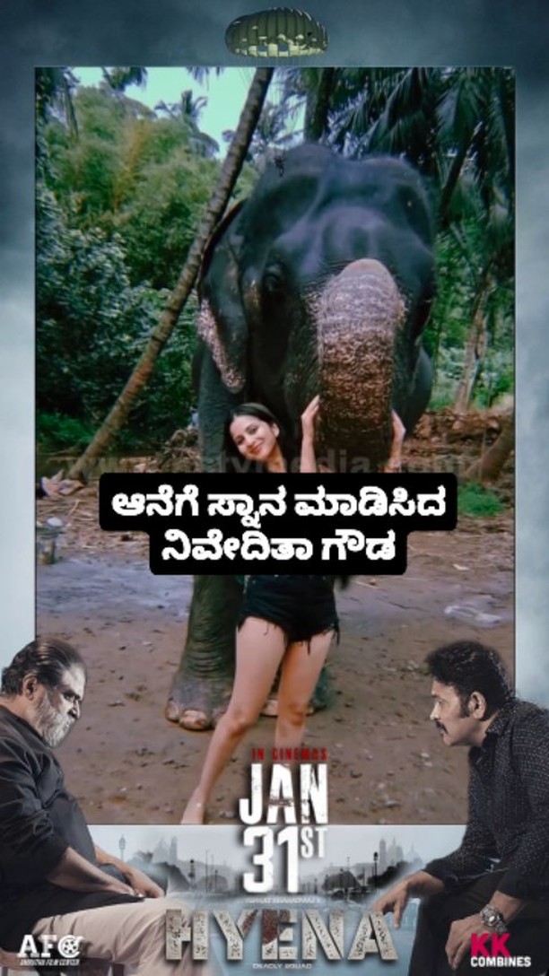 ಆನೆಗೆ ಸ್ನಾನ ಮಾಡಿಸಿದ ನಿವೇದಿತಾ ಗೌಡ