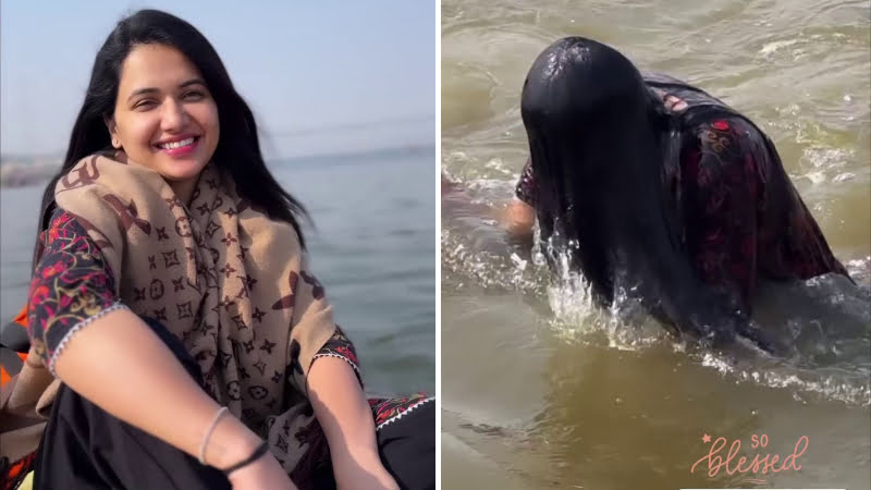 Pavitra Gowda takes a royal bath