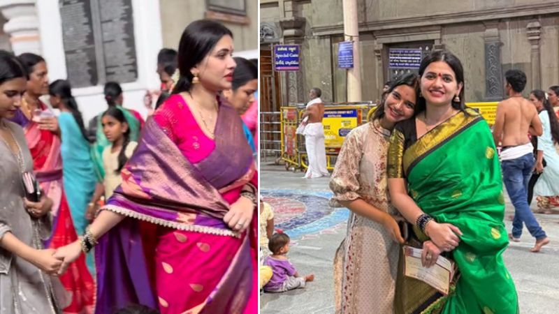 Pavitra Gowda enters the Mantralaya holding her daughter's hand