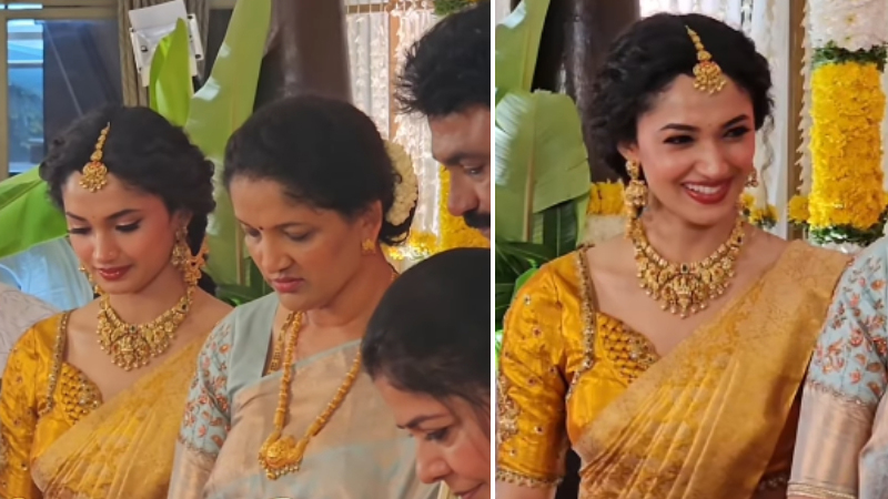 KD movie actress Reeshma Nanaiah's wedding celebration at her home