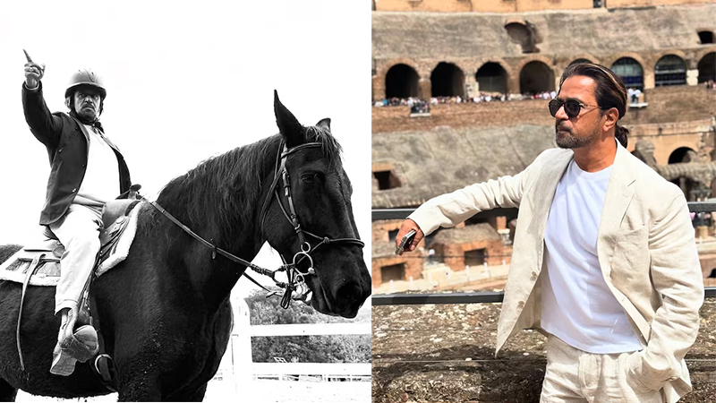 Arjun Sarja rides a horse