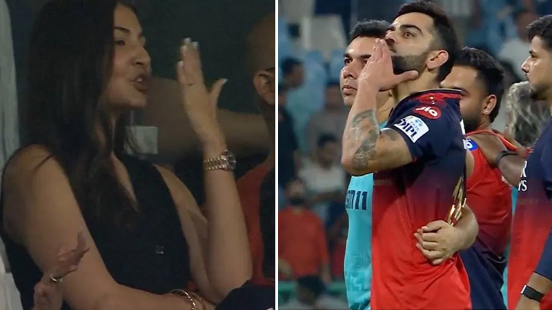 Anushka showers Virat with kisses after RCB's victory
