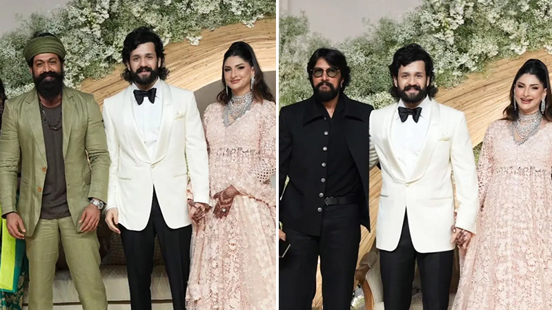 Yash-Sudeep make a special entry at Akhil Akkineni's reception