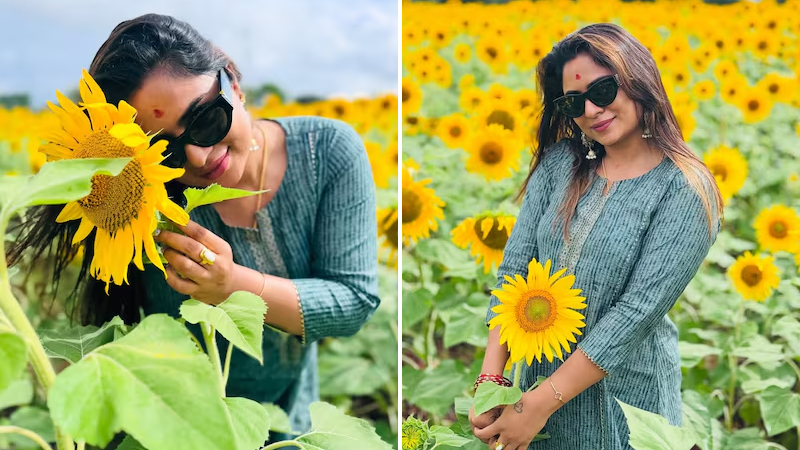 Naagini actress Deepika Das amidst the sunflower