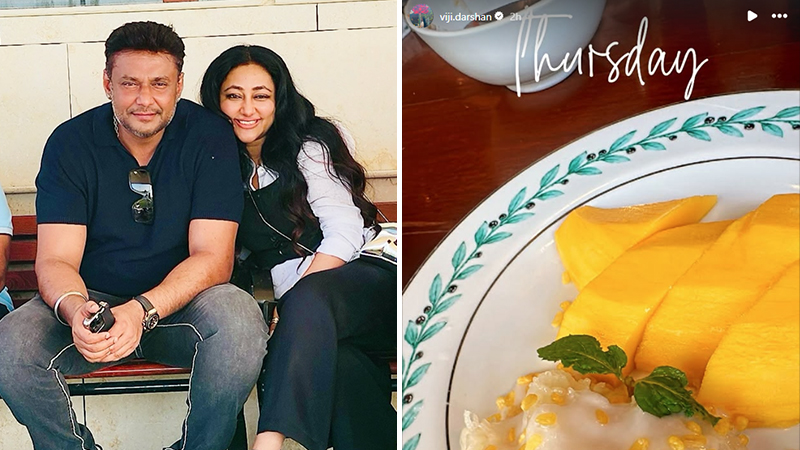 Darshan's wife enjoys mango sticky rice in Thailand