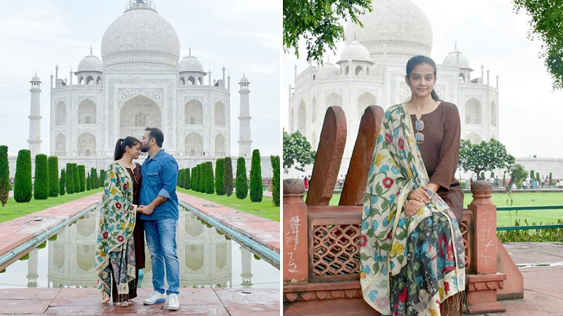 Priyamani is very romantic in front of Taj Mahal