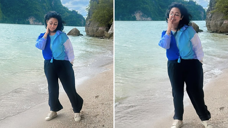 Darshan's wife Vijayalakshmi on the beach in Maldives