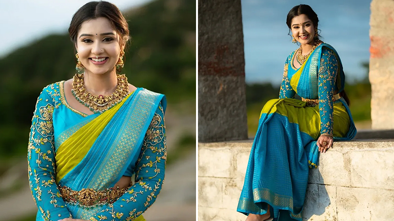 Mouna Guddemane shines in saree beauty